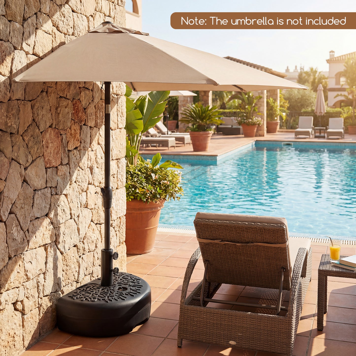 55 LBS Half Round Patio Umbrella Base for Deck Lawn Poolside, Black Outdoor Umbrella Bases at Gallery Canada