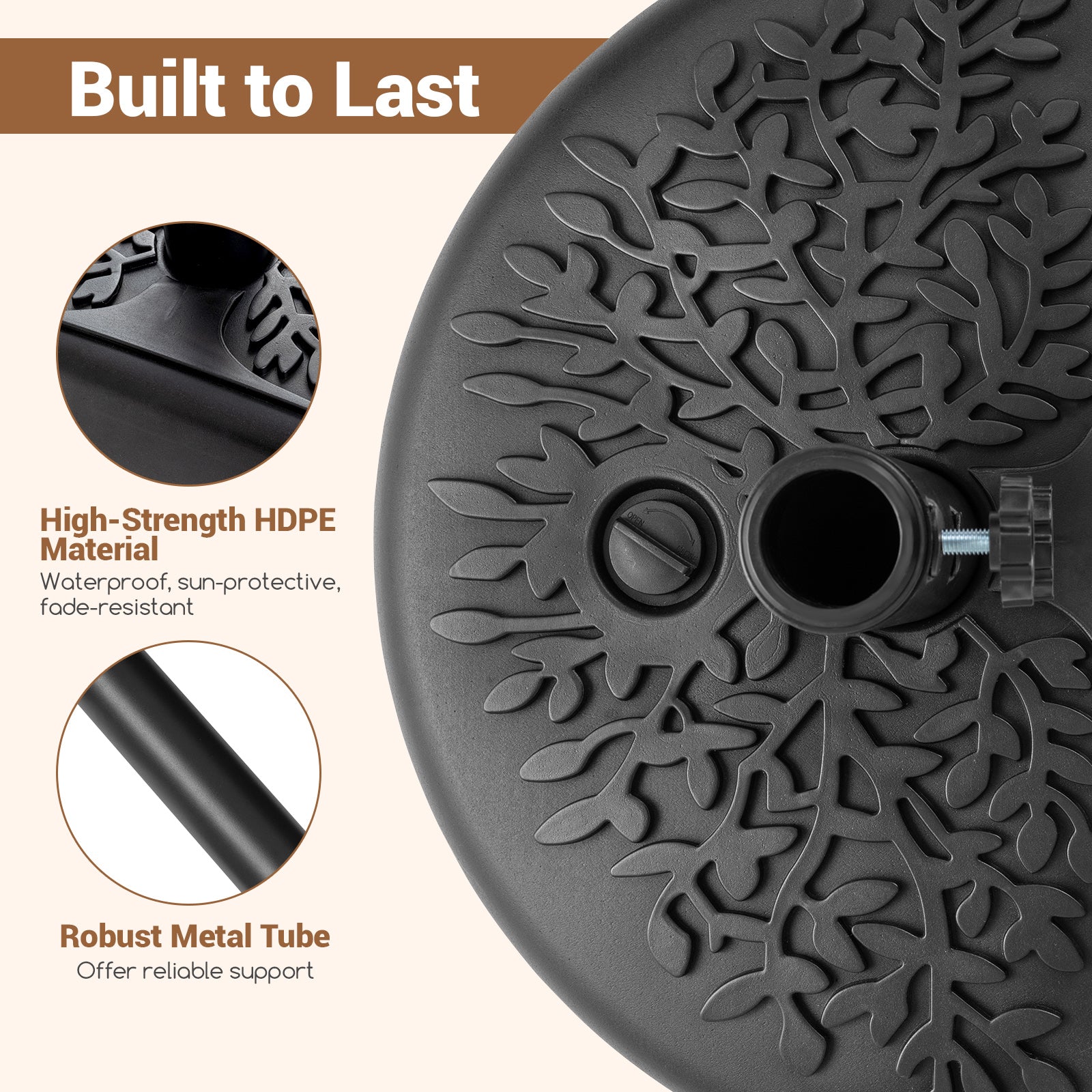 55 LBS Half Round Patio Umbrella Base for Deck Lawn Poolside, Black Outdoor Umbrella Bases at Gallery Canada