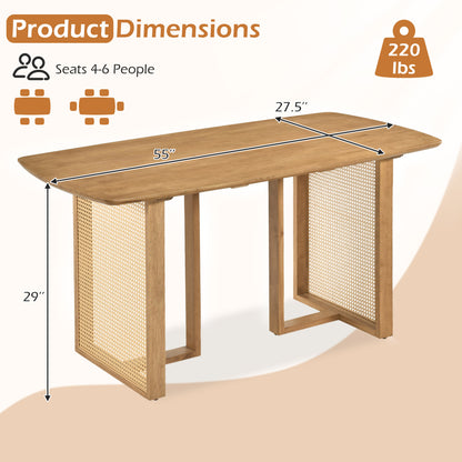 55" Solid Rubber Wood Dining Table Set For 4, Natural