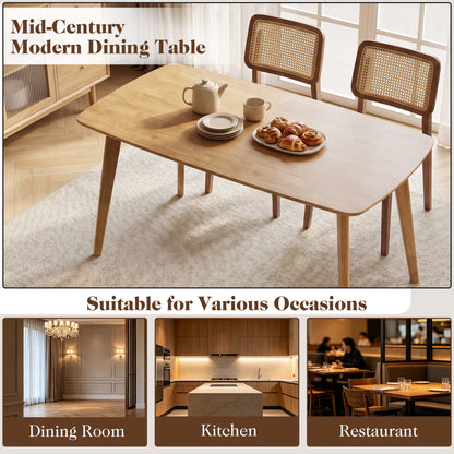 55" Solid Wood Dining Table for 4-6, Natural