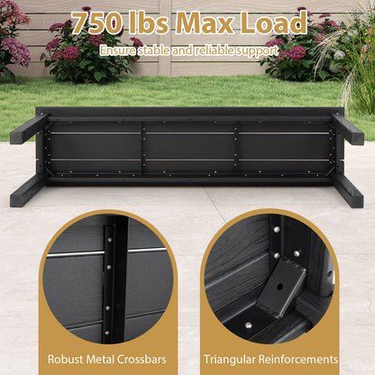 55" HDPE Outdoor Bench 2-3 People Weatherproof Backless Patio Garden Bench, Black Outdoor Benches at Gallery Canada