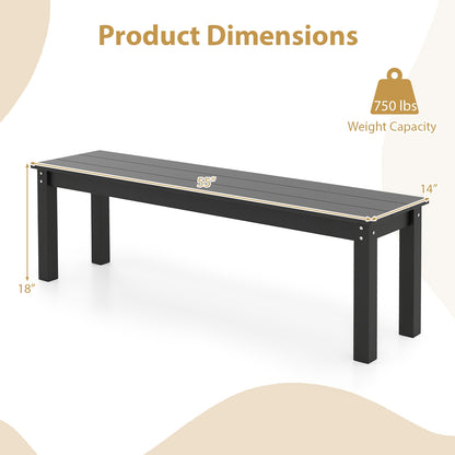 55" HDPE Outdoor Bench 2-3 People Weatherproof Backless Patio Garden Bench, Black Outdoor Benches at Gallery Canada