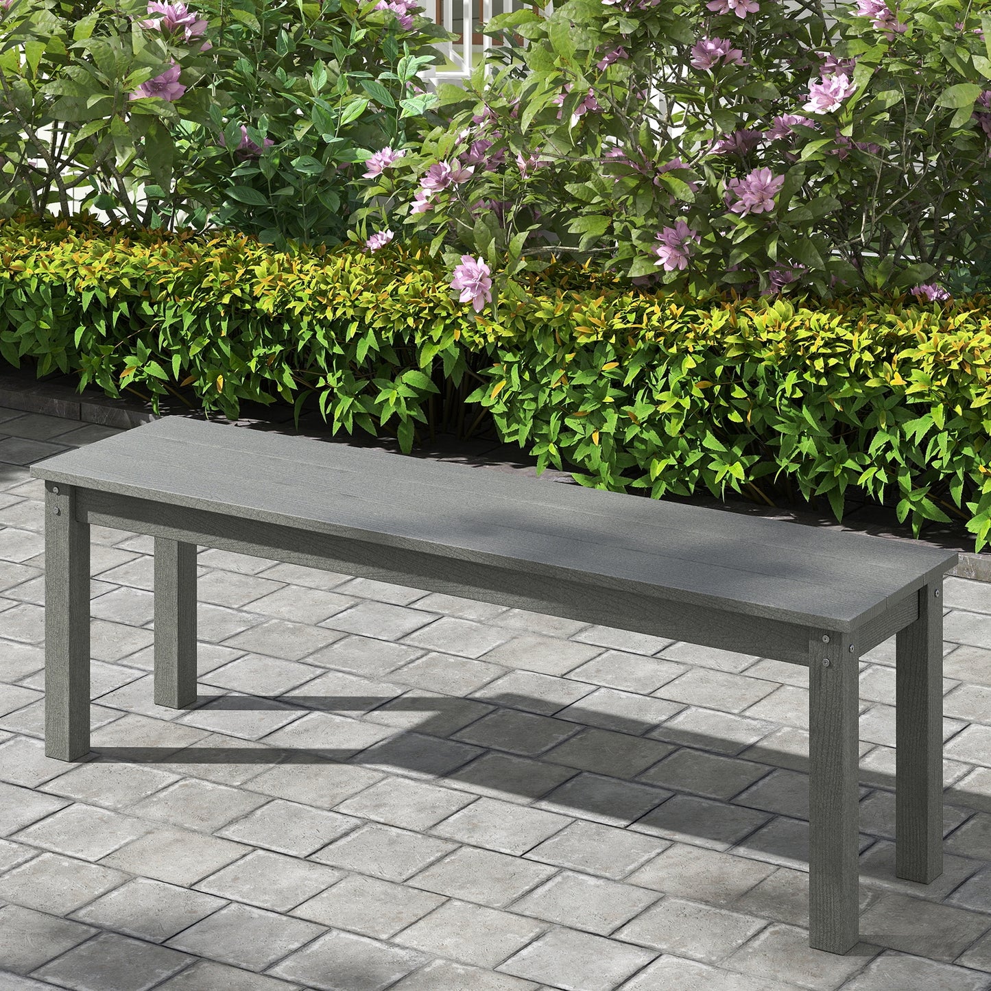 55" HDPE Outdoor Bench 2-3 People Weatherproof Backless Patio Garden Bench, Gray Outdoor Benches at Gallery Canada