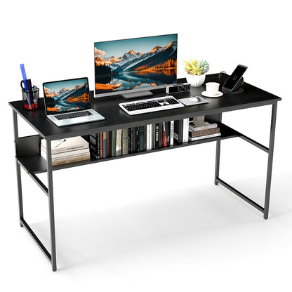 55 x 24 Inch Computer Desk With Power Outlets, USB Ports, Black Computer Desks at Gallery Canada