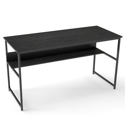 55 x 24 Inch Computer Desk With Power Outlets, USB Ports, Black Computer Desks at Gallery Canada