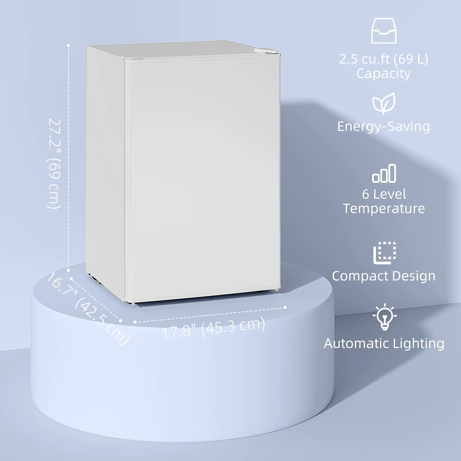 2.5 Cu.Ft Mini Fridge, Single Door Compact Refrigerator with Freezer, Adjustable Thermostat, Reversible Door, White Small Kitchen Appliances at Gallery Canada