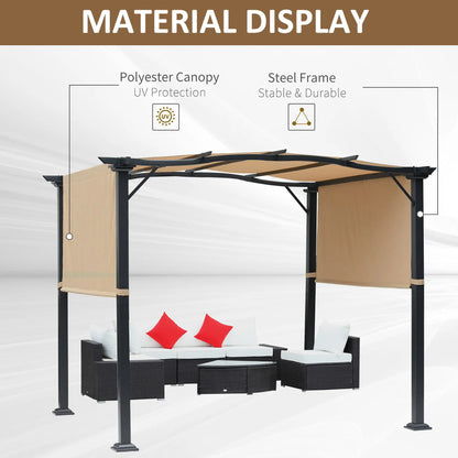 10' x 8' Outdoor Pergola, Adjustable Canopy, Sun Shade, Khaki Pergolas at Gallery Canada