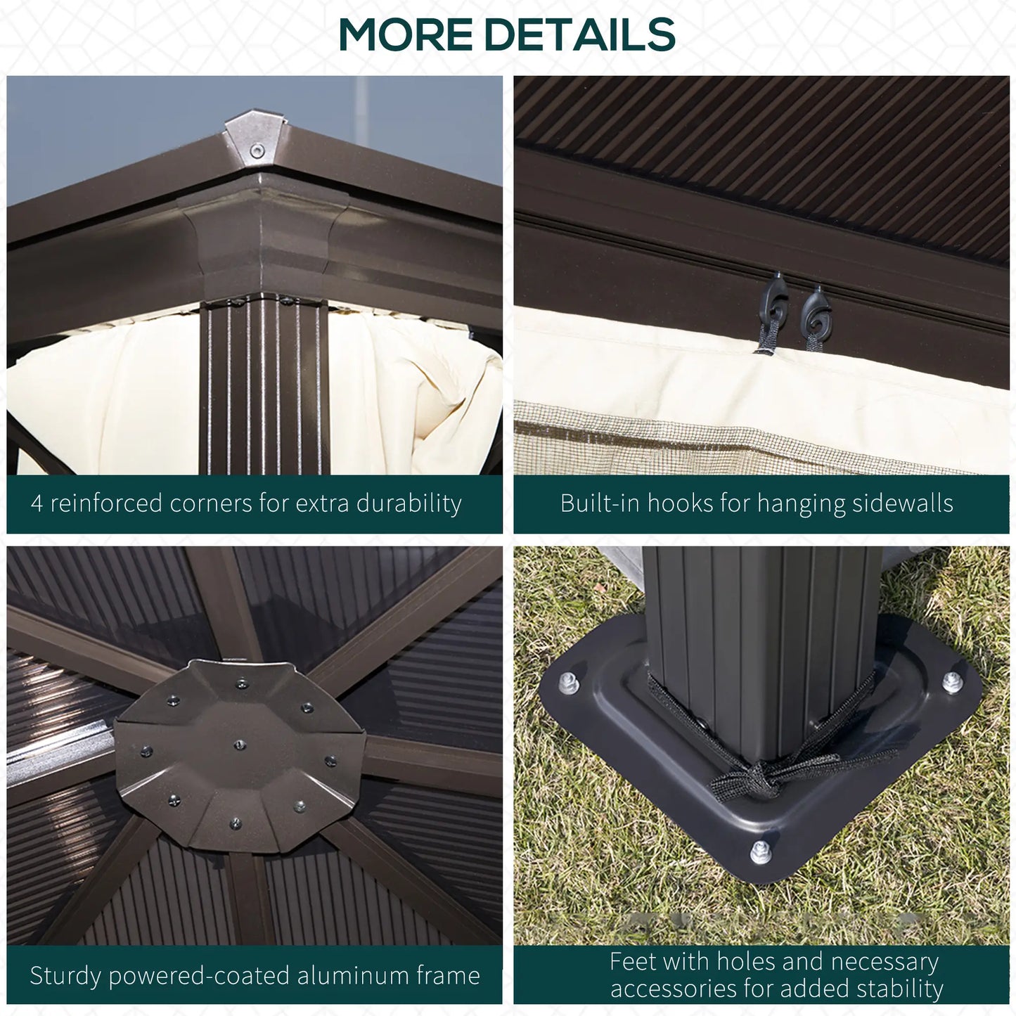 10x10 Ft Hard Top Gazebo, Heavy Duty Canopy, Sun Shade, Coffee, Beige Gazebos at Gallery Canada
