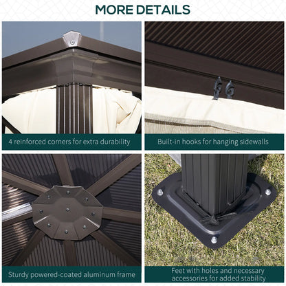 10x10 Ft Hard Top Gazebo, Heavy Duty Canopy, Sun Shade, Coffee, Beige Gazebos at Gallery Canada