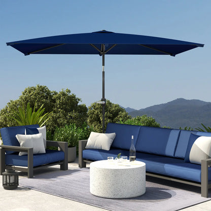 6.5x9.6ft Rectangle Aluminum Tilt Patio Umbrella, Navy Blue Sun Umbrellas at Gallery Canada