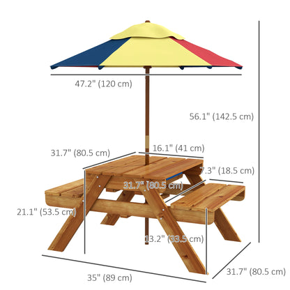Toddler Water Table with Sand, Removable Umbrella, 3-6 Years Kids Outdoor Furniture at Gallery Canada