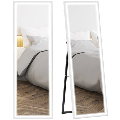 LED Mirror, Dimmable 3 Color Lights, 64" x 21" Rectangular, White Full Length Mirrors at Gallery Canada