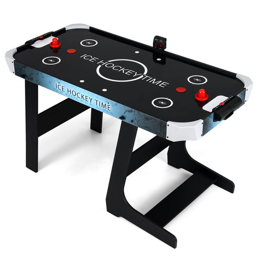 56 Inch Air Hockey Table with Powerful 12V Motor and LED Digital Scoreboard, Black Game Room Black at Gallery Canada