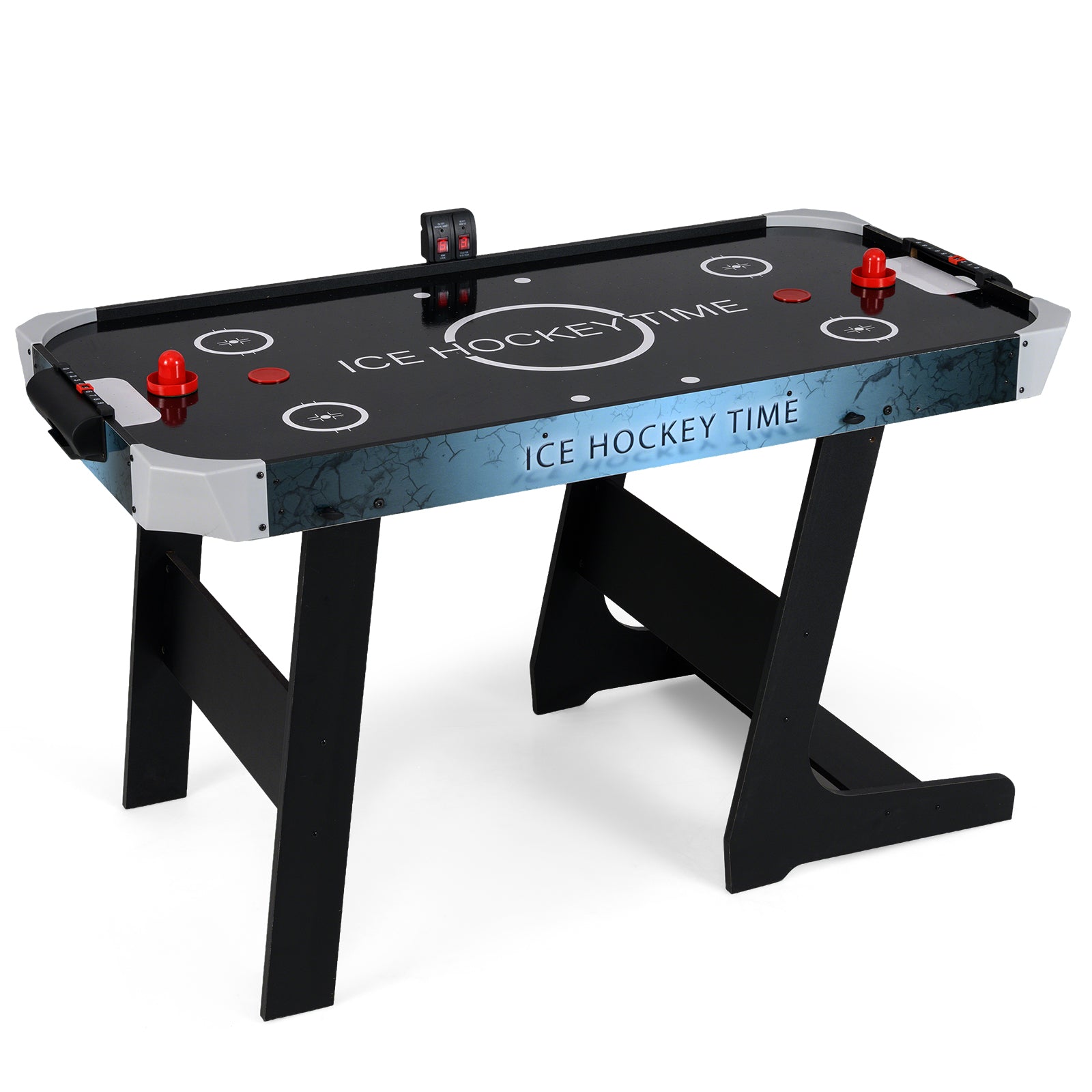56 Inch Air Hockey Table with Powerful 12V Motor and LED Digital Scoreboard, Black Game Room at Gallery Canada