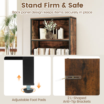 56" Tall Freestanding Bookcase with Drawer, 5 Tier, Rustic Brown Bookcases at Gallery Canada