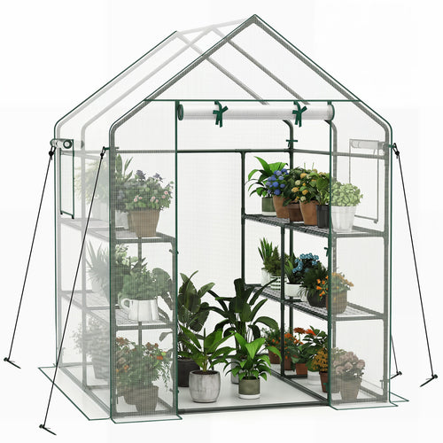 56 X 56 X 77 In Walk-In Greenhouse With Observation Windows, White