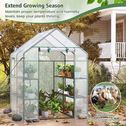 56 X 56 X 77 In Walk-In Greenhouse With Observation Windows, White