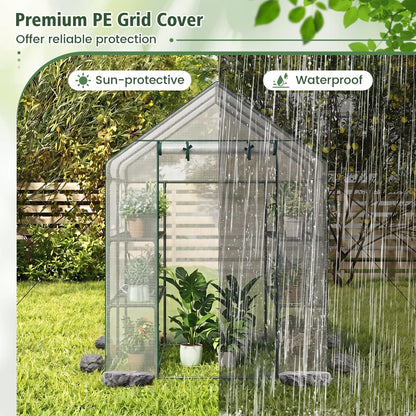 56 X 56 X 77 In Walk-In Greenhouse With Observation Windows, White