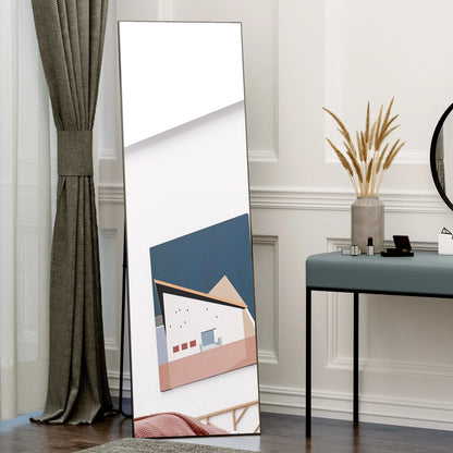 64"X20" Full Length Mirror With Support Frame, Black Full Length Mirrors at Gallery Canada