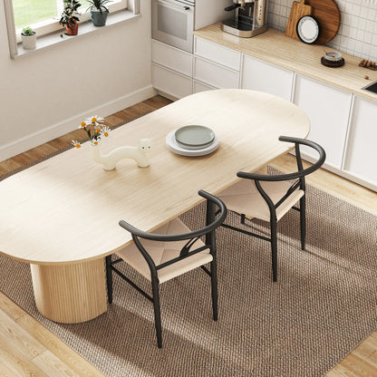 Set of 2 Weave Dining Chairs, Mid-Century Modern, Y-Shaped Backrest, Hemp Seat, Black Dining Chairs at Gallery Canada