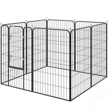 8 Panel Pet Playpen, Heavy Duty Metal, Foldable, Indoor Outdoor, 47"H Houses, Kennels & Pens Black at Gallery Canada