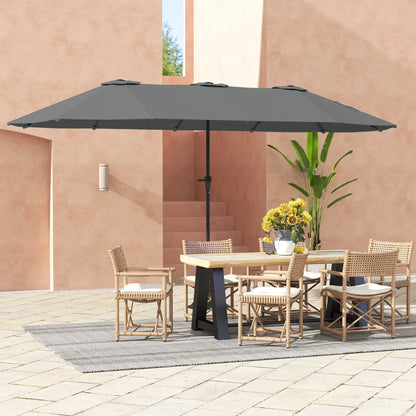 13ft Double-Sided Patio Umbrella, Crank Handle, Light Grey Sun Umbrellas at Gallery Canada