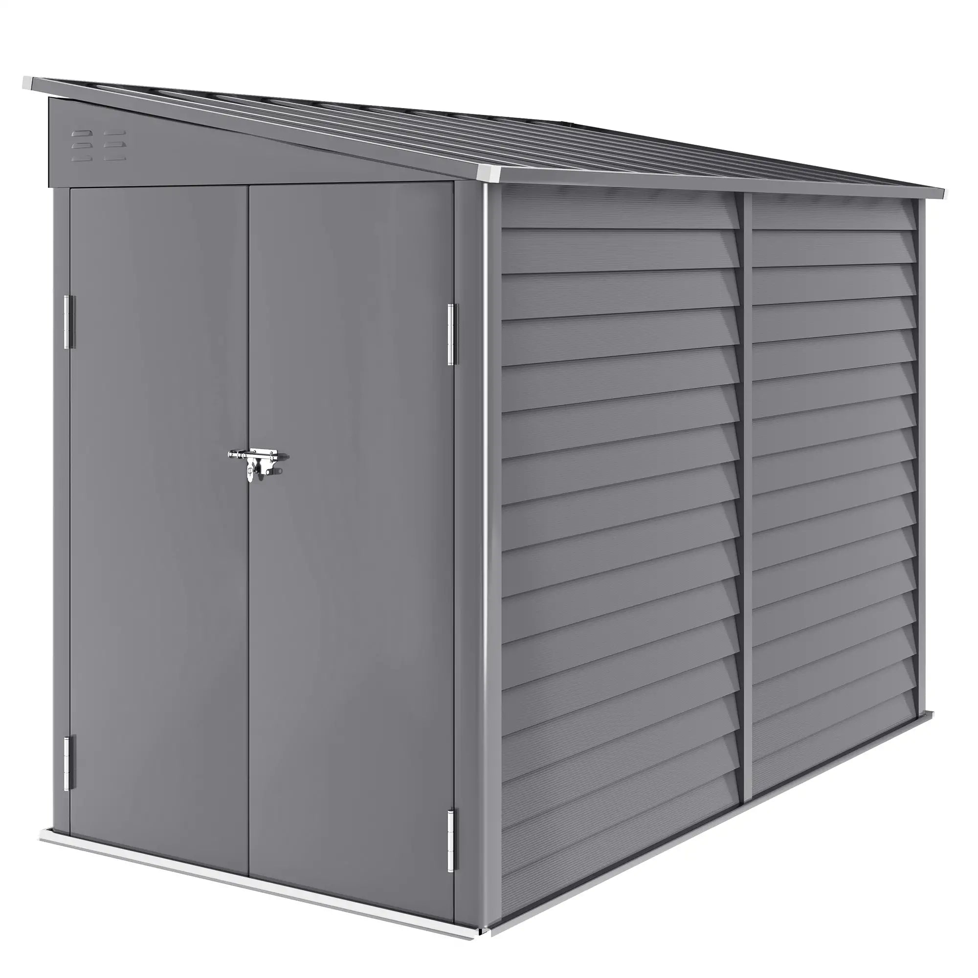 4.6' x 9' Steel Outdoor Storage Shed, Lean to, Lockable Doors, Grey Sheds at Gallery Canada