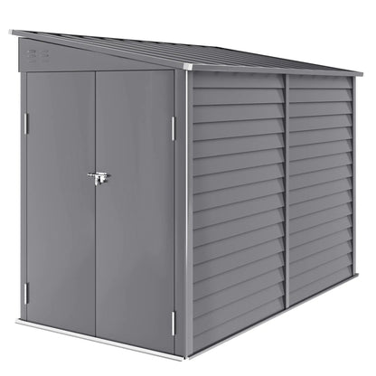 4.6' x 9' Steel Outdoor Storage Shed, Lean to, Lockable Doors, Grey Sheds at Gallery Canada