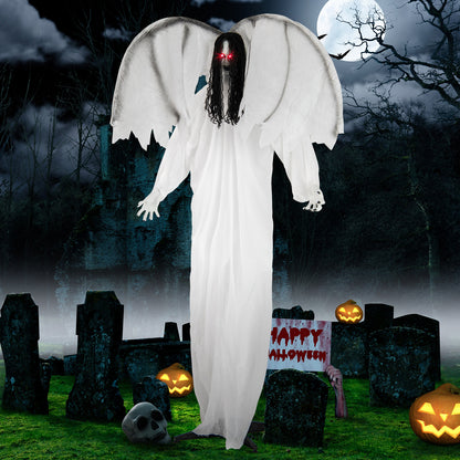6.6 Feet Halloween Animatronic Standing Angel with Sound-Activated Light-up Eyes and Flapping Wings Halloween at Gallery Canada