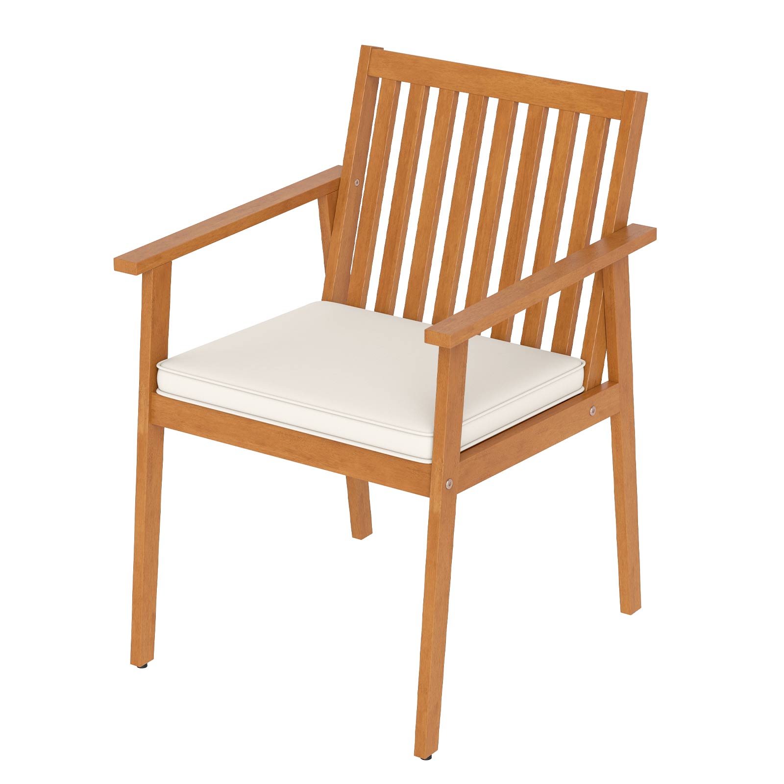 2 Pieces Patio Dining Chairs Outdoor Acacia Wood Chairs with Removable Padded Cushion, Natural Patio Dining Chairs at Gallery Canada