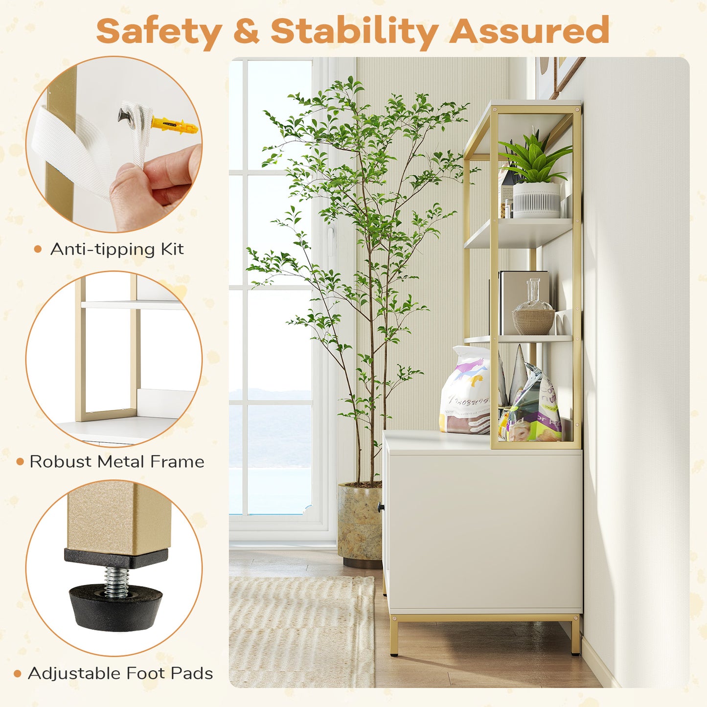 57 Inches Cat Litter Box Enclosure with Storage and Removable Scratcher, White Cat Houses at Gallery Canada