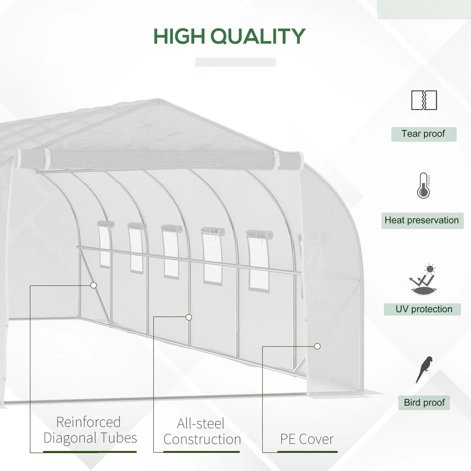 26'L x 10'W x 6.8'H Walk-In Greenhouse, Steel Frame, White Tunnel Greenhouses at Gallery Canada