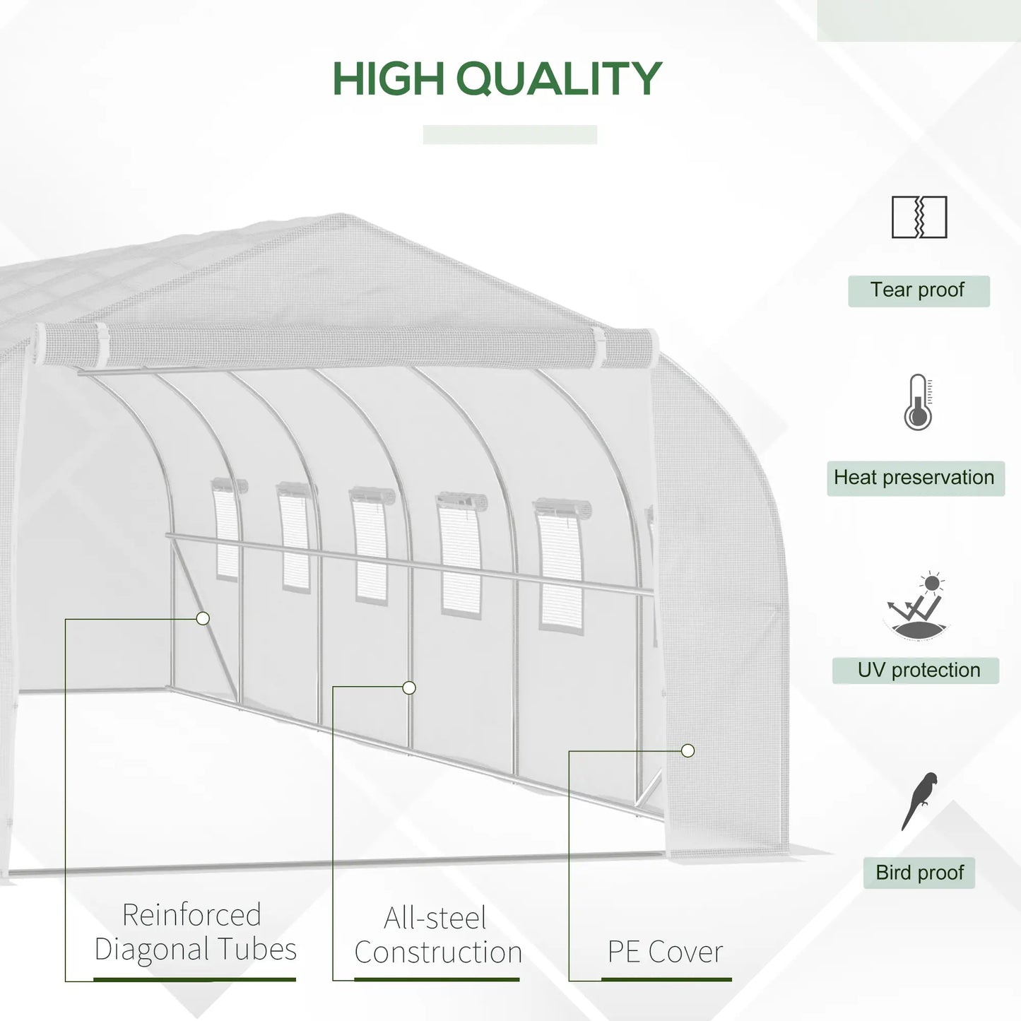 26'L x 10'W x 6.8'H Walk-In Greenhouse, Steel Frame, White Tunnel Greenhouses at Gallery Canada