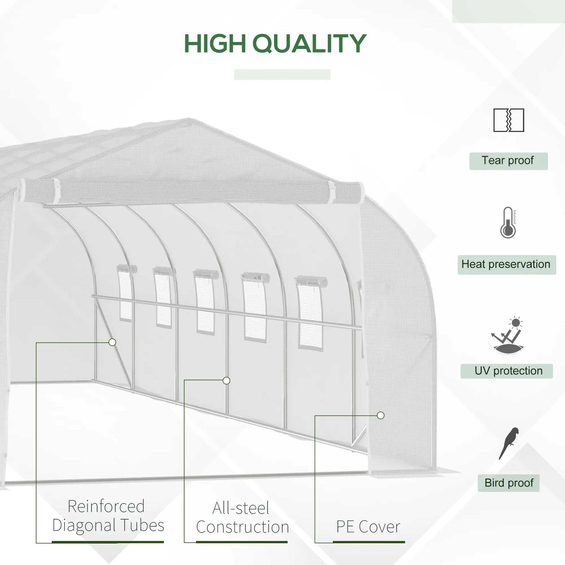 26'L x 10'W x 6.8'H Walk-In Greenhouse, Steel Frame, White Tunnel Greenhouses at Gallery Canada