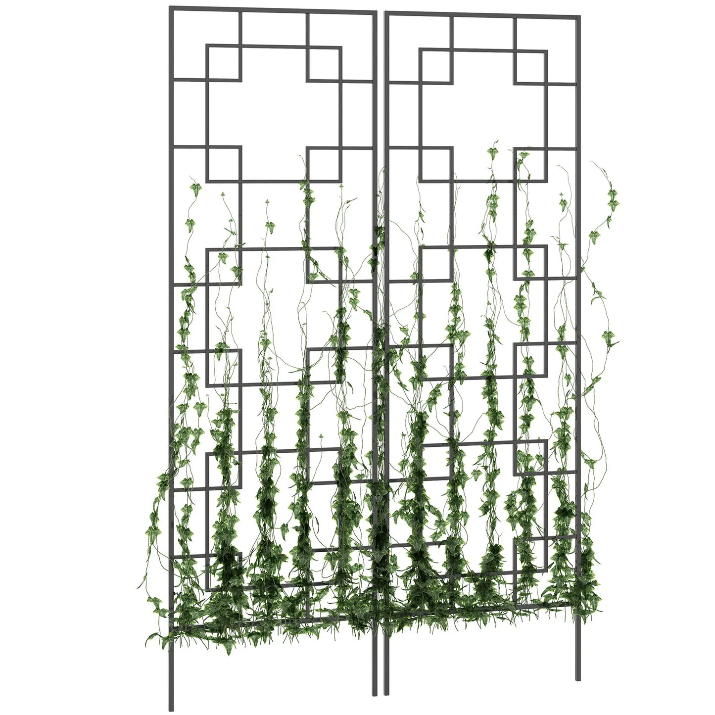 2 Pack Garden Trellis, Metal Grid Panels for Climbing Plants, 72" Tall Plant Stands Black at Gallery Canada