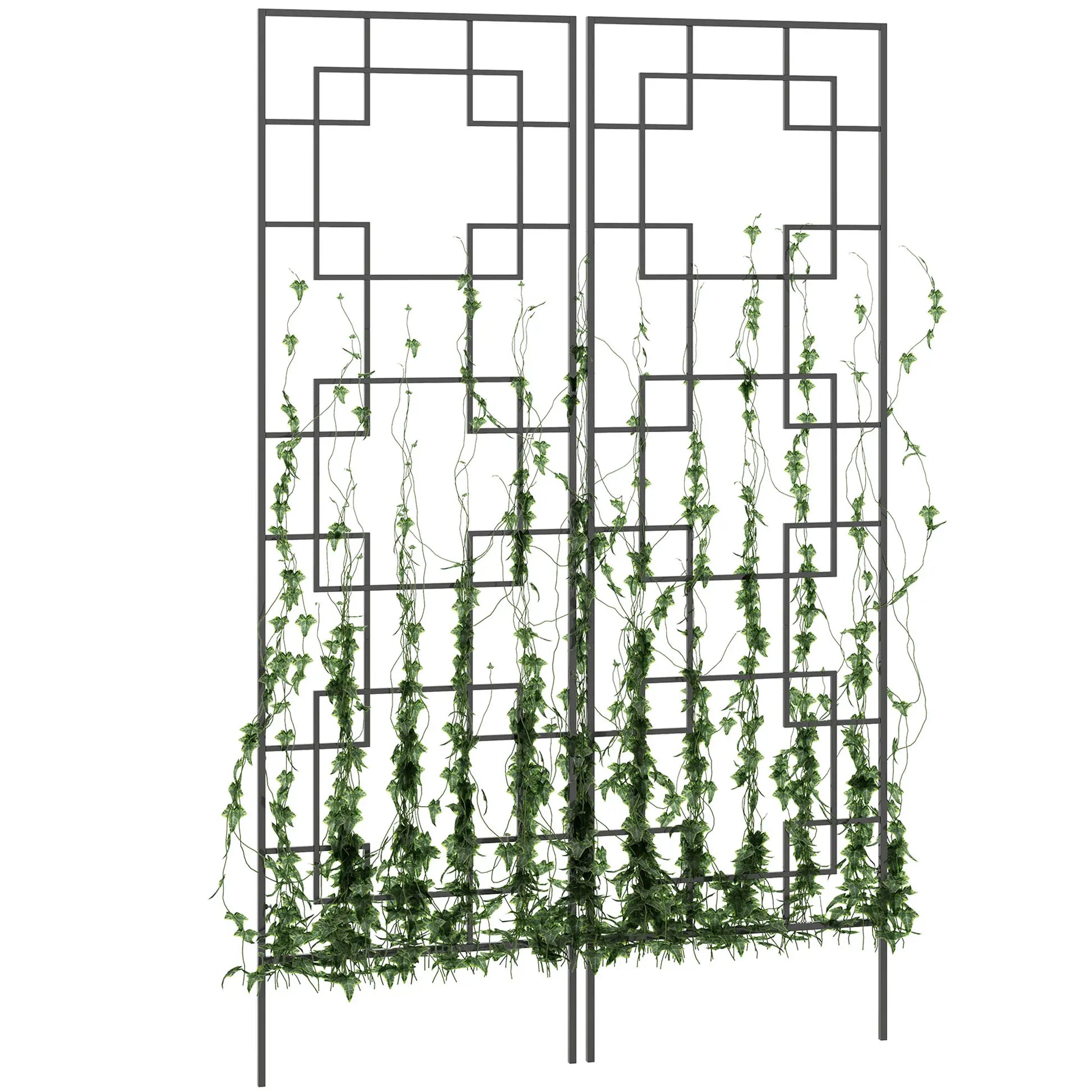 2 Pack Garden Trellis, Metal Grid Panels for Climbing Plants, 72" Tall Plant Stands Black at Gallery Canada