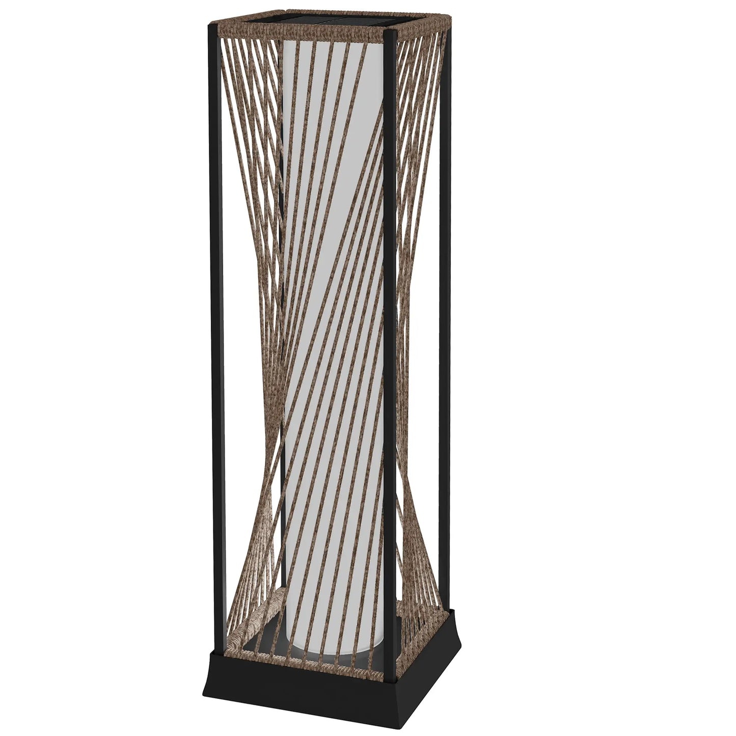 Rattan Solar Floor Lamp, IP44, LED Auto On/Off, Brown Solar Post Lamps Black, Brown at Gallery Canada
