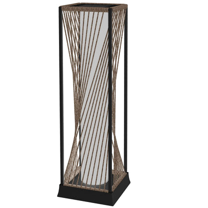 Rattan Solar Floor Lamp, IP44, LED Auto On/Off, Brown Solar Post Lamps Black, Brown at Gallery Canada