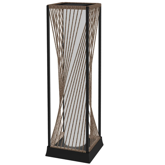 Rattan Solar Floor Lamp, IP44, LED Auto On/Off, Brown Solar Post Lamps Black, Brown at Gallery Canada