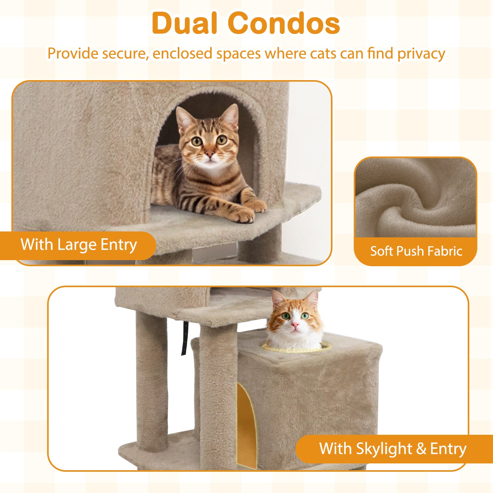 57 Inch Cat Tree with Dual Condos and Hammock and 2 Dangling Balls, Coffee Cat Trees Condos & Scratchers at Gallery Canada