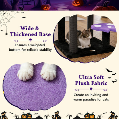 57" Spooky Cat Tower with Padded Perch and Spider-shaped Hanging Toy, Purple Cat Trees Condos & Scratchers at Gallery Canada