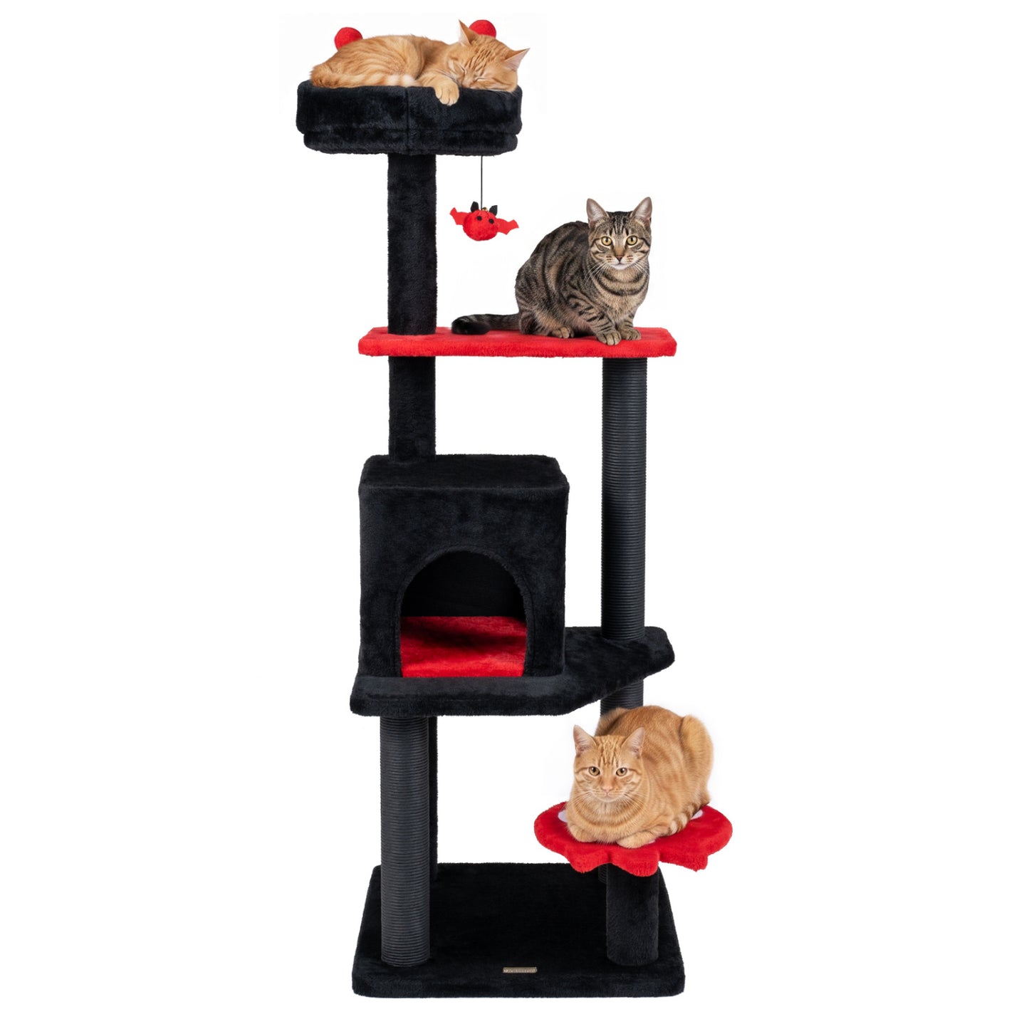 57" Spooky Cat Tower with Padded Perch and Spider-shaped Hanging Toy, Red Cat Trees Condos & Scratchers at Gallery Canada
