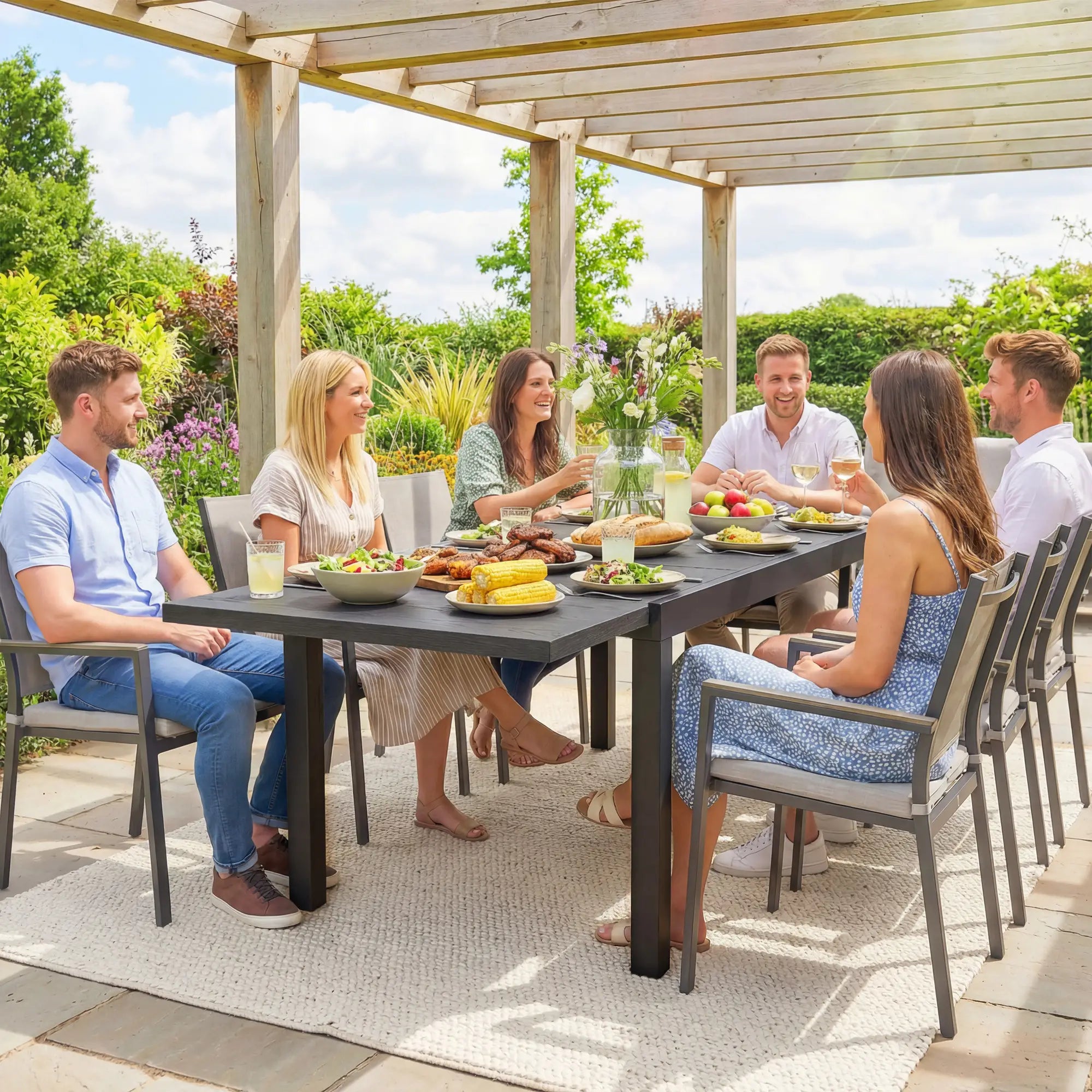 Expandable Aluminum Patio Dining Table, 84.3