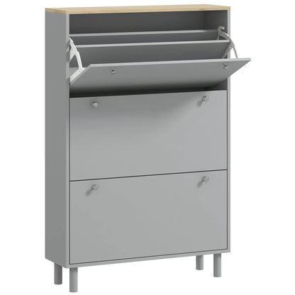 Shoe Storage, 3 Flip Drawers, Adjustable Shelves, 24 Pairs, Grey Shoe Storage Cabinets & Racks Grey, Light Oak at Gallery Canada