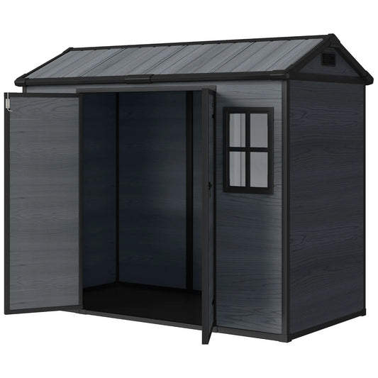 8 x 4 ft Dark Grey Resin Garden Shed, Wood-Effect Outdoor Storage, Dark Grey Sheds Dark Grey at Gallery Canada