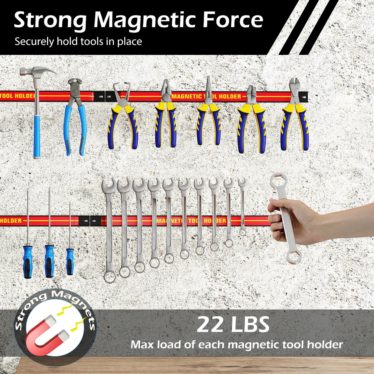 18 Inch Magnetic Tool Holder Strip with Mounting Screws, Red Garages at Gallery Canada
