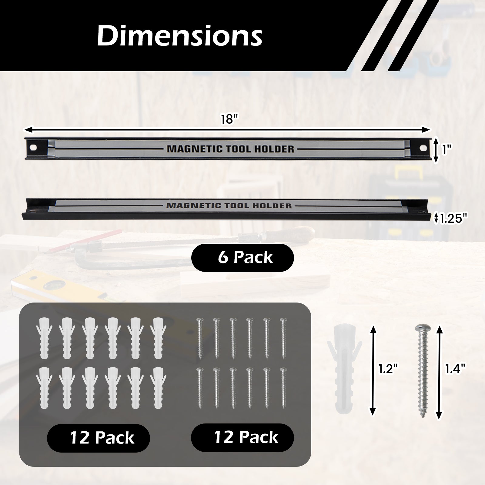 18 Inch Magnetic Tool Holder Strip with Mounting Screws, Silver Garages at Gallery Canada