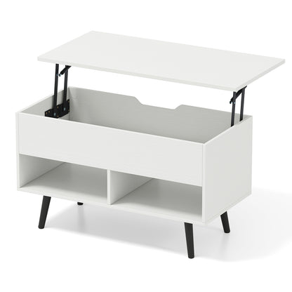 31.5 Inch Lift-Top Coffee Table, Hidden Storage, 2 Shelves, White Living Room White at Gallery Canada