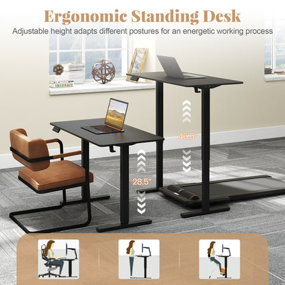 48 Inch x 24 Inch Ergonomic Electric Standing Desk with 3 Memory Settings for Home Office, Black Standing Desks at Gallery Canada
