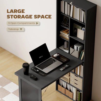 Fold-Out Convertible Office Desk, Wall Mount Computer Desk, Blackboard, Side Shelf, Black Computer Desks at Gallery Canada